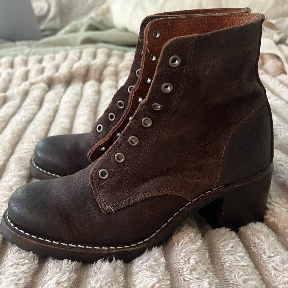 Frye Sabrina Brown Leather Ankle Boots 6.5